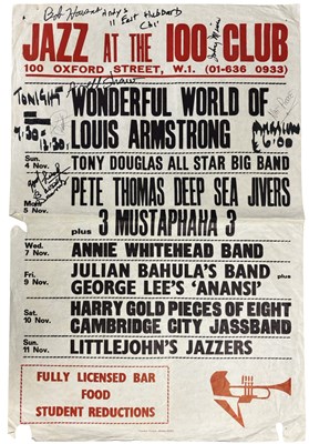Lot 335 - JAZZ AT THE 100 CLUB POSTER SIGNED. Jazz at...