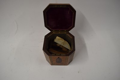 Lot 54 - 19TH CENTURY OCTAGONAL INLAID TEA CADDY (A/F)