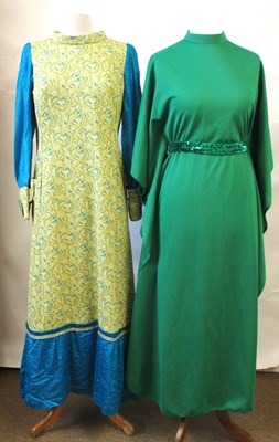Lot 48 - Two 1970's dresses: including an emerald green...