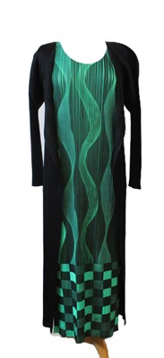 Lot 62 - Pleats Please: a green op-art plisse shift...