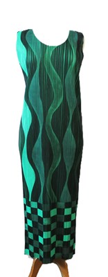 Lot 62 - Pleats Please: a green op-art plisse shift...