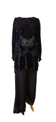 Lot 113 - A pair of Ben de Lisi bias plum satin trousers,...