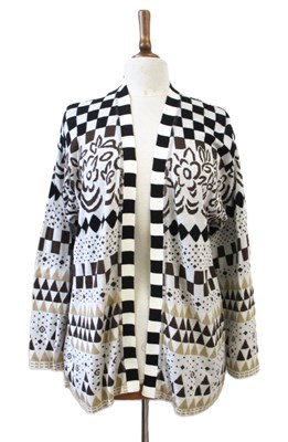 Lot 66 - Kenzo: a black and brown cotton knit open...