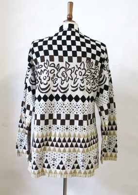 Lot 66 - Kenzo: a black and brown cotton knit open...