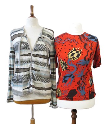 Lot 105 - A Marc Cain linen mix striped cardigan, size...