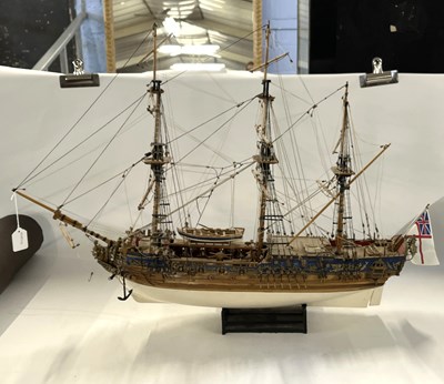 Lot 313 - A scratch built model of a Royal Navy Warship,...