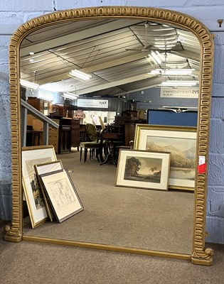 Lot 426 - A large Victorian over mantel mirror, the...