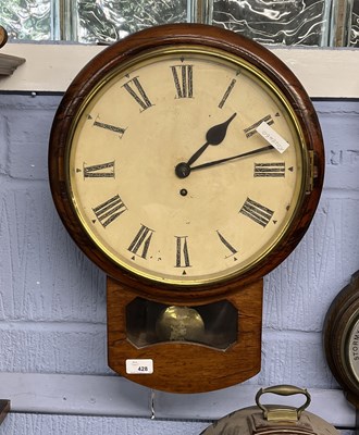 Lot 428 - A 19th Century drop dial wall clock, the...