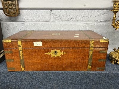 Lot 431 - A Victorian mahogany and brass bound writing...