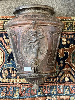 Lot 353 - A French iron and enamel lined wall mounted...