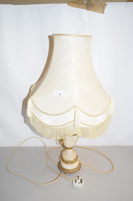 Lot 10 - An alabaster and metal mounted table lamp