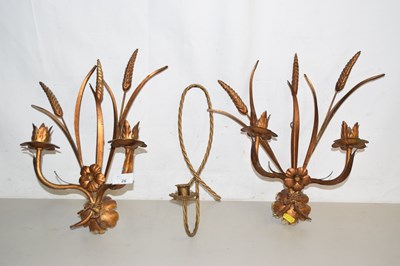 Lot 26 - A pair of metal wall sconces with wheatsheaf...