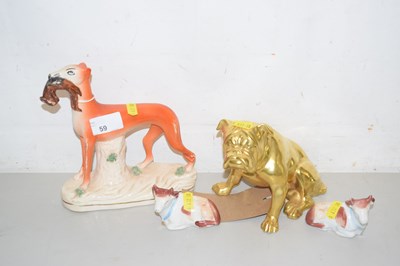 Lot 59 - Mixed Lot:  Staffordshire model of a greyhound,...