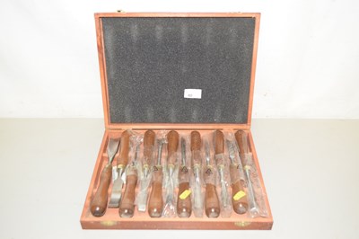 Lot 60 - A case of Faithful wood turning chisels