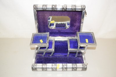 Lot 63 - A metal mounted cantilever jewellery box