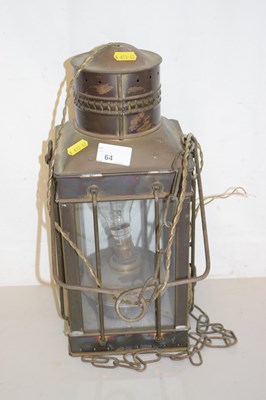 Lot 64 - A brass mounted lantern