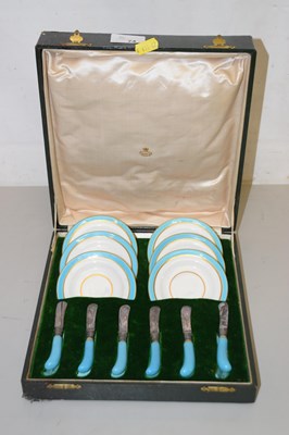 Lot 74 - A cased set of side dishes and butter knives...