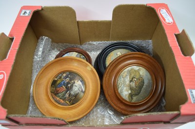 Lot 94 - FIVE FRAMED PRATT WARE POT LIDS