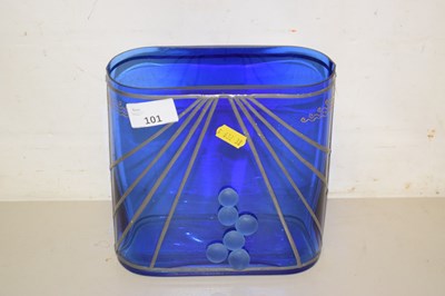 Lot 101 - A blue glass vase signed W Moss, Cornwall