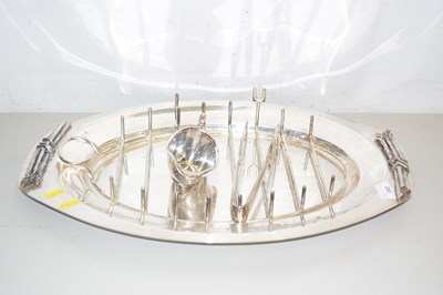 Lot 160 - A silver plated asparagus dish and other items
