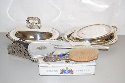 Lot 181 - Two silver plated entree dishes, various...