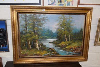 Lot 255 - Whitman study of a river scene, oil on canvas