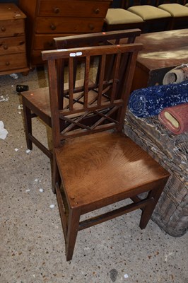Lot 263 - A pair of 19th Century elm seated dining chairs