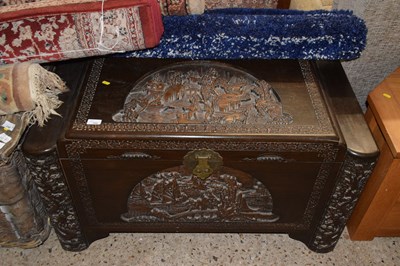 Lot 266 - 20th Century Oriental camphor wood chest with...