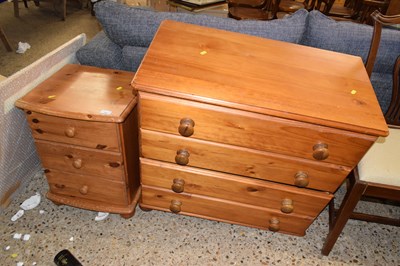 Lot 282 - A pine four drawer chest together with a...
