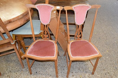 Lot 285 - A pair of Edwardian bedroom chairs with pink...