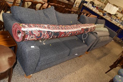 Lot 289 - A pair of modern marl grey three seater sofas