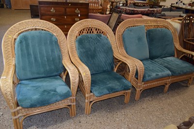 Lot 319 - A bamboo framed three piece conservatory suite