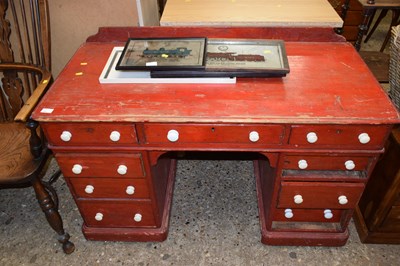 Lot 321 - A Victorian red painted pine twin pedestal...
