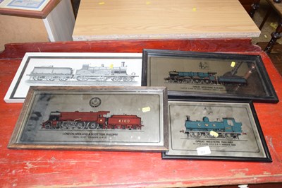 Lot 322 - Group of three mirrored railway pictures and...