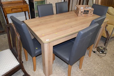 Lot 332 - Modern light oak effect dining table and six...