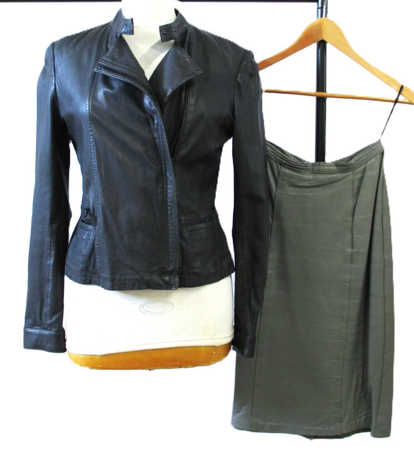 Lot 96 - A gunmetal grey leather jacket by Day Birger...