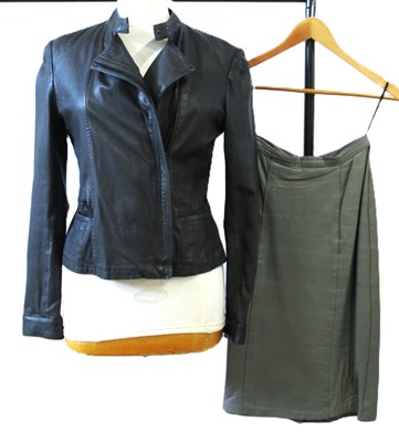 Lot 96 - A gunmetal grey leather jacket by Day Birger...