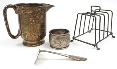 Lot 124 - Mixed Lot: A George V silver toast rack,...