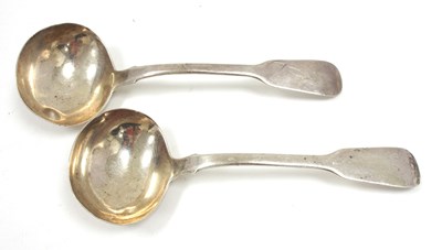 Lot 110 - A pair Victorian fiddle pattern sauce ladles,...
