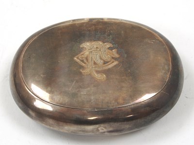 Lot 66 - A George V silver "Squeeze" Tobacco pebble,...