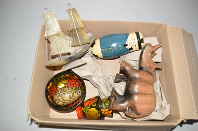 Lot 520 - Mixed Lot: Model rhino, Russian style dolls...