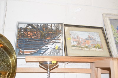Lot 535 - Coloured print of fishing boats together with...