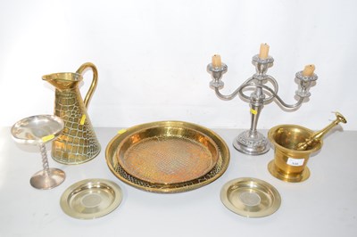 Lot 536 - Mixed Lot: Brass trays and jug, silver plate...