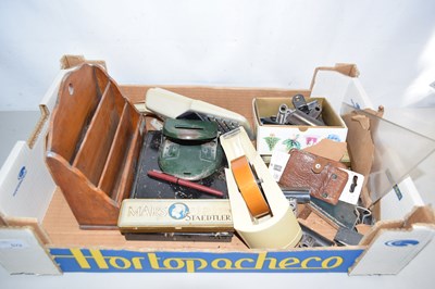 Lot 572 - Box of mixed items to include letter racks,...