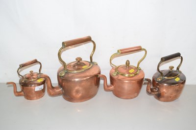 Lot 636 - Four copper kettles