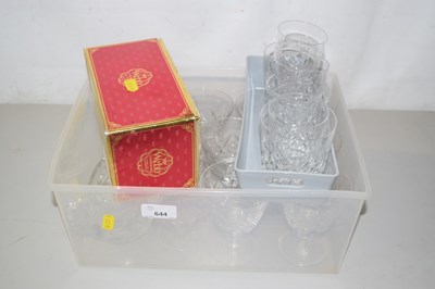 Lot 644 - Box of various crystal drinking glasses