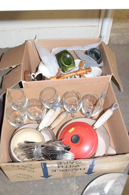 Lot 700 - Two boxes of various kitchen wares