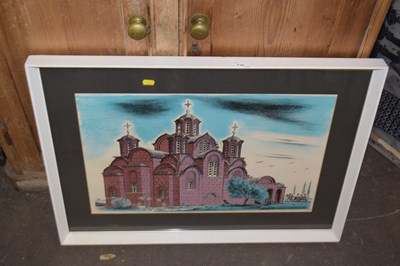 Lot 718 - A framed and glazed print of a religious building