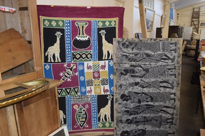 Lot 719 - A pair of painted wall canvases