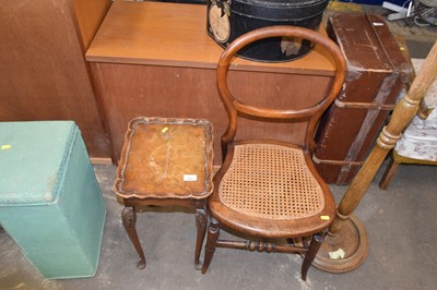 Lot 846 - A cane seated chair and a walnut lamp table